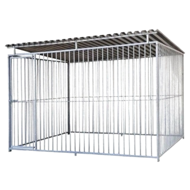 Chenil en Kit (2m x 4m) Barreaux Espacés de 5cm Avec Toit | Distripro Petfood