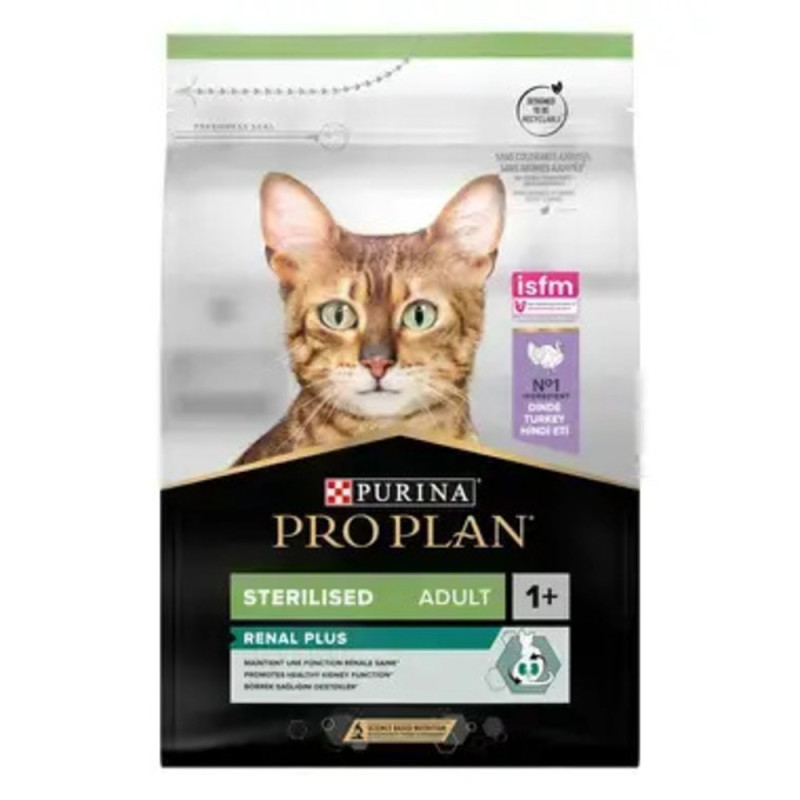 Pro Plan Stérilisé Renal Plus Riche en Dinde - 3kg | Distripro Petfood