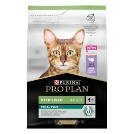 Pro Plan Stérilisé Renal Plus Riche en Dinde - 3kg | Distripro Petfood